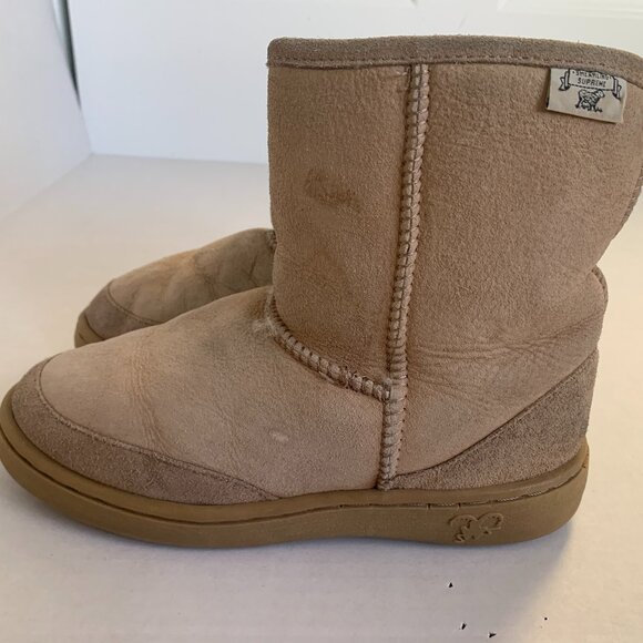 Shearling Supreme Sheepskin Lined Winter Boots Youth Girls Womens Beige Tan sz 6 - Picture 1 of 13